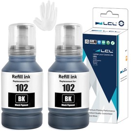LCL 102 Ink Compatible with Epson 102 Black Ink Bottle Multipack for Epson ET-2700 ET-2750 ET-2751 ET-2756 ET-2850 ET-2851 ET-2856 ET-3700 ET-3750 ET-3850 ET-4750 50 ET-504850 ET-4856 (2 Pack)