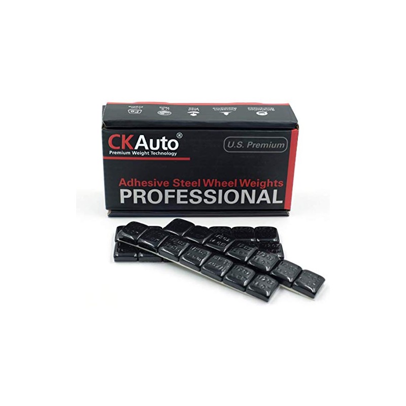 CKAuto 1/2oz, 0.5oz, Black, Adhesive Stick on Wheel Weights, 63oz/Box,