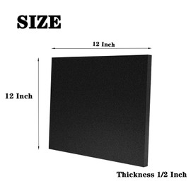 HDPE Plastic Sheet 1/2 Inch Thick 12" x 12", High Density Polyethylene Solid Board with Different Surfaces (Textured Front & Smooth Back), 0.5" Thick DIY Machining Panels for Home, Crafts (Black)