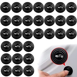30PCS Car Door Shock Absorber Anti-Collision Gasket Sound Insulation Pad and Shock-Absorbing Door Sticker Auto Soundproof Crash Pad(Black)