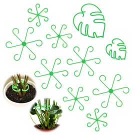 Tyqour 10 Pcs Plant Stem Support, Reusable Monstera Plant Support for Indoor Plants, Plastic Climbing Houseplant Plant Stabilizer, Stable Leaf Buddy Plant Support Stakes, Green