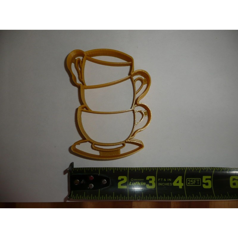 STACKED TEACUPS TEA CUPS DETAILED SHAPE COOKIE CUTTER MADE IN