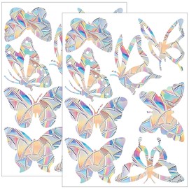 Prisma Window Stickers, Pack of 16 Window Stickers, Bird Protection, Butterfly Suncatcher Stickers, Rainbow Window Film, Bird Protection Stickers for Windows (Butterfly)
