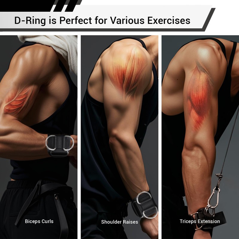 Weight Lifting Straps With Cuffed D Ring, Wrist Support, Heavy