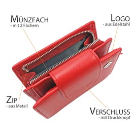 FreeHaveFun RFID Women's Leather Wallet Separate Coin Pocket, red, rfid wallet