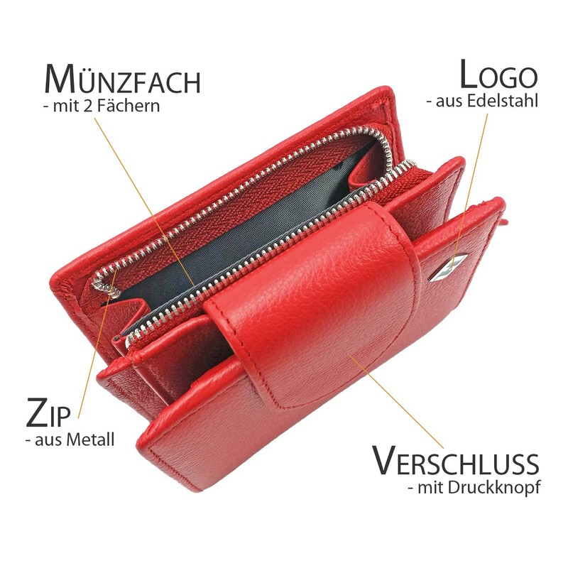 FreeHaveFun RFID Women's Leather Wallet Separate Coin Pocket, red, rfid