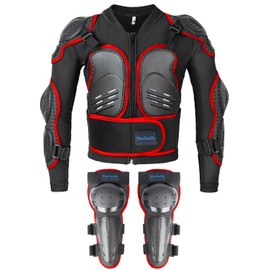 Kids Motorcycle Jacket Armor Suit-Dirt Bike Gear for Children,Back Chest Knee Protection for Cycling Skateboard Skiing