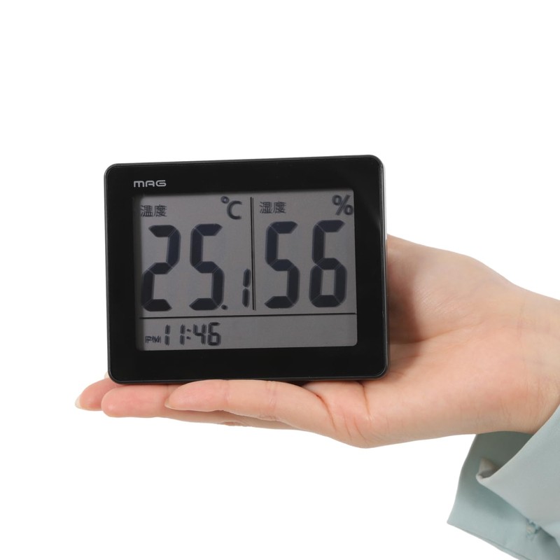 MAG TH-109BK-Z Thermometer/Hygrometer, Digital, Black, Sky with Clock