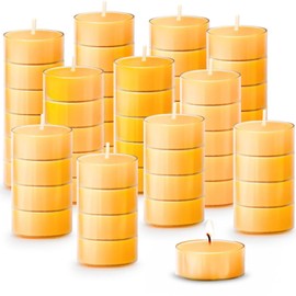 48 Pack Beeswax Tealight Candles, Pure Beeswax Tea Lights, 4-Hour Burn Time, Handmade Natural Beeswax Tea Candles in Clear Cup, Unscented Smokeless Tea Light Candles for Home Décor Party Wedding Spa