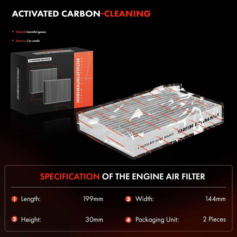 Frankberg 2x Cabin Air Filters with Particulate Filters Compatible with