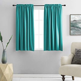 DONREN 54 Inch Curtains Blackout Thermal Insulated Rod Pocket Curtain Panels for Living Room (42 W x 54 L,2 Panels,Teal)