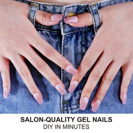 DANNI & TONI Semi Cured Gel Nail Strips Light Pink Ombre Glossy Nail Wraps 28 Stickers (Aglaia)