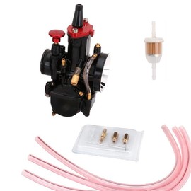 YJGZSVK PWK 30mm Carburetor & 50mm Red Air Filter For Yamaha Honda KOSO OKO SCOOTER PIT DIRT BIKE ATV
