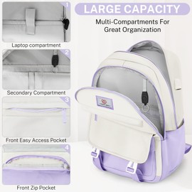 ZHIMEBYE School Backpack for Girls - Cute Girls Backpack for Teens Women College, Middle & High School Bookbag Daypack with Aesthetic Design - 18″ Large Capacity (Age 12-25)