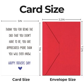 HiFulerr Step Dad Fathers Day Card - 5x7 In Happy Fathers Day Card for Dad, Father's Day Cards for Stepdad, Stepfather or Bonus Father, Father's Gifts Greeting Cards from Son and Daughter