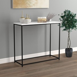 Safdie & Co. - Metal Console Table, Marble Black Console Tables for Entryway, Use As Doorway Table, Narrow Bar Table, or Accent Furniture for Decorating Foyer, 12 x 28 x 31 Inches