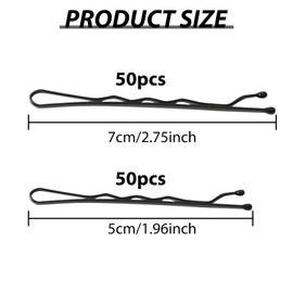 JCUGSBS 5 cm + 7 cm Hair Pins Black Pack of 100 Bobby Pins Black Hair Clips Hair Clips Women for Women & Girls Hair Clip Metal Perfect for Updos & Styling Ideal for All Hair Types