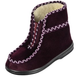APREGGIO Women's Slippers - Warm, Comfortable with Zip, Wool Felt & Wool Filling, for Indoor and Outdoor Use, Winter Slippers, red