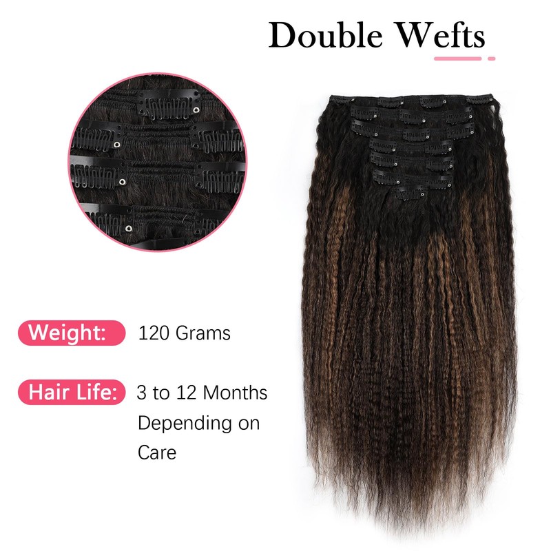 Sassina Clip ins Hair Extensions Kinky Straight Style Clip in