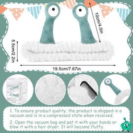 Face Wash Headband, Palm and Snail Spa Hair Bands Makeup Headbands Women Cartoon Cute Coral Fleece Elastic Headband Creative Hair Accessories for Washing Face Shower Sports (White)