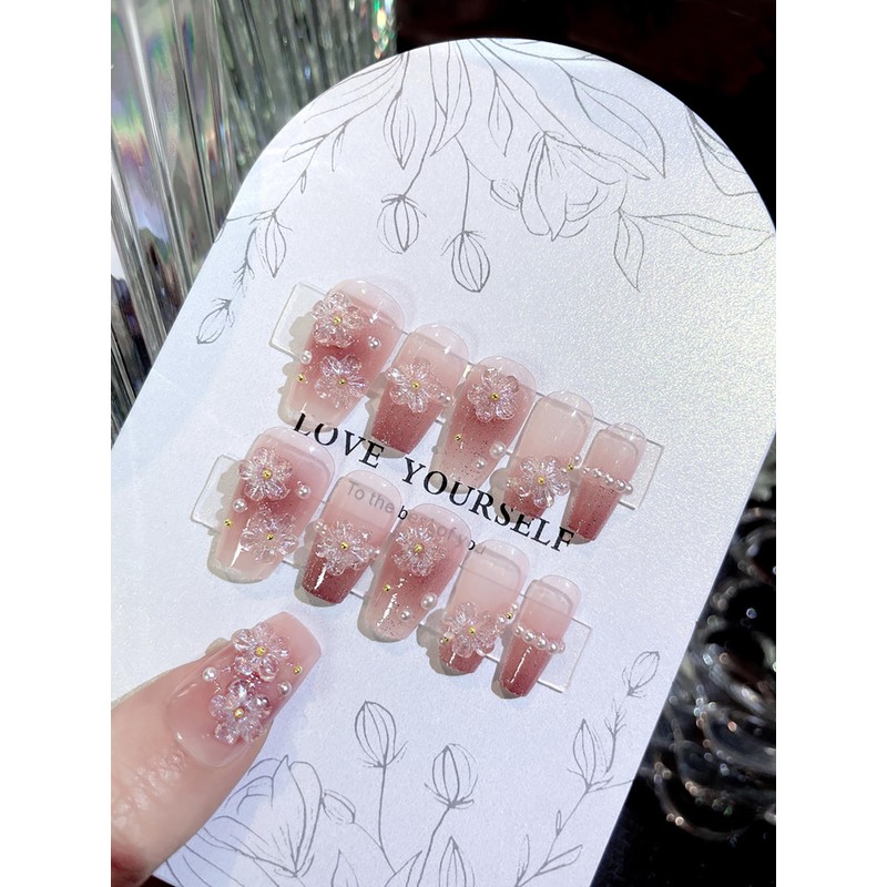 Nail Tip, Long Nail Tip, 24 Pieces, Glitter, Glossy, 3D