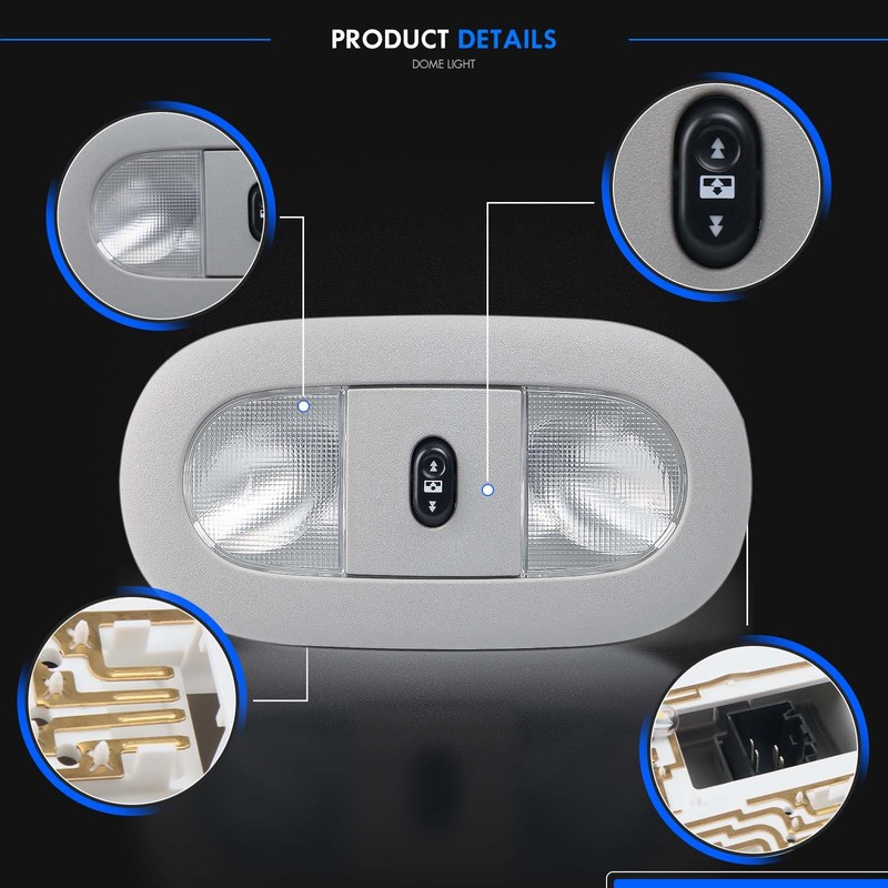 LED Front Overhead Console with Dome Map Light & Sunroof
