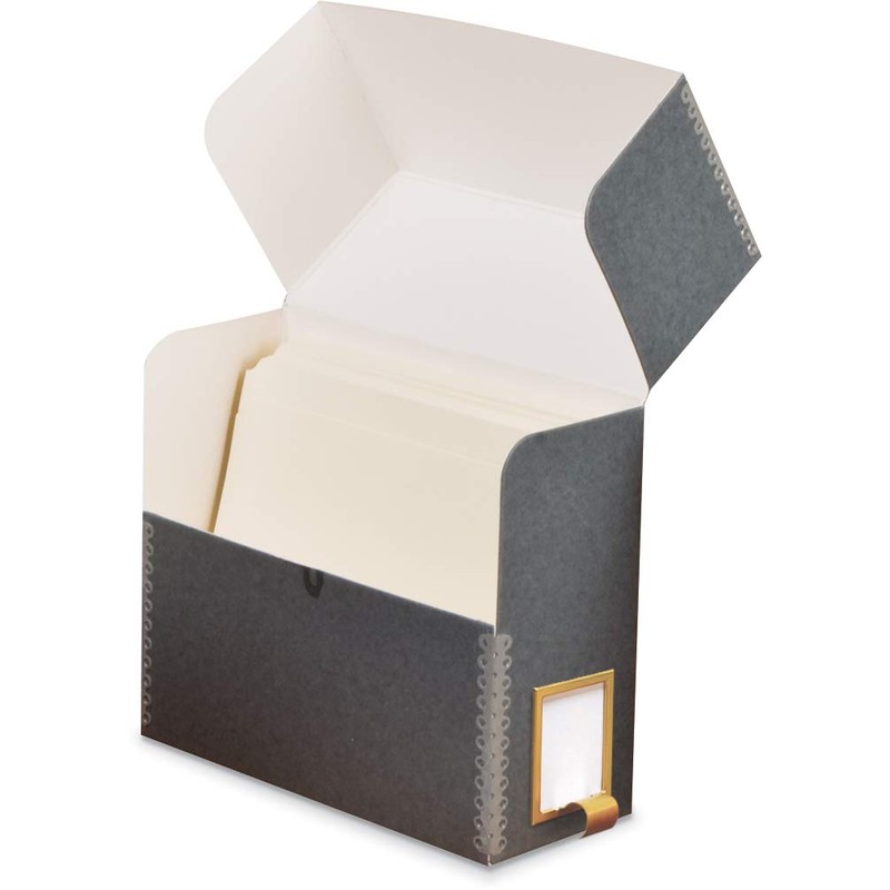 Gaylord Archival Blue/Grey Flip-Top Document Storage Box with Label Holder