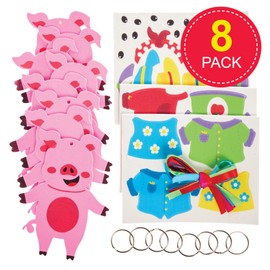 Baker Ross FX564 Pig Mix and Match Keyring Kits - Pack of 8, Foam Craft Kits for Kids