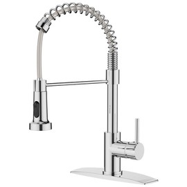 FORIOUS Black Kitchen Faucet with Pull Down Sprayer 2 Modes 360° Rotated Stainless Steel Kitchen Sink Faucet High Flexible Sink Basin Faucet - Color: chrome
