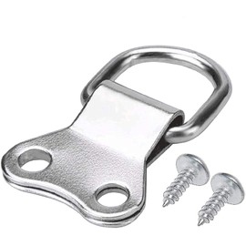 kuou 50 Pieces D-Ring Picture Hooks, Frame Hanging Double Hole Hangers with Screws Silver Plated