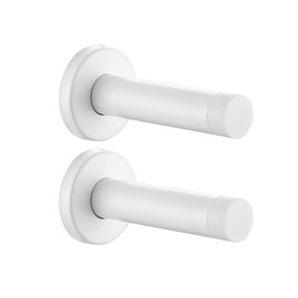 JQK Door Stopper White, 304 Stainless Steel Thicken 1mm Sound Dampening Door Stop Bumper Wall Protetor 2 Pack, DSB5-WH-P2