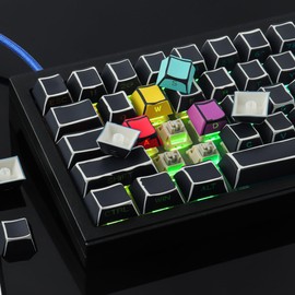 Tsungup - Juego de teclas personalizadas con impresión lateral, PBT Shine Through Cool Retro Keycaps 75 por ciento, 128 teclas, teclado con perfil de cerezo para teclado mecánico Cherry MX - Sketch