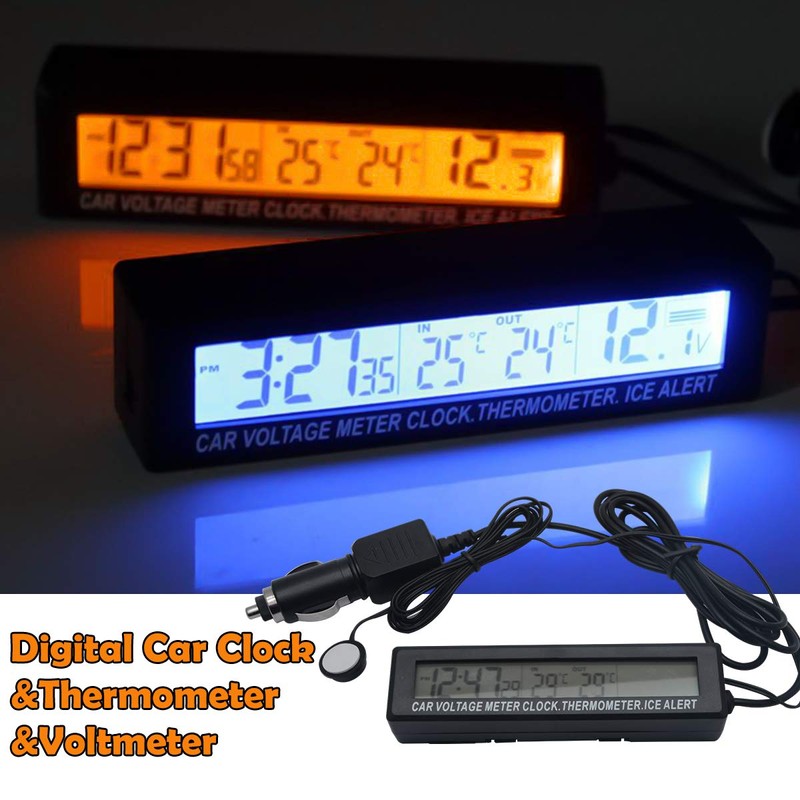 Riloer Universal Auto Dashboard Digital Clocks with Blacklight and LCD