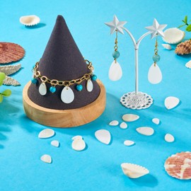 Cheriswelry 30pcs Teardrop Shell Pendants Natural White Shell Dangle Charms Ocean Seashell Drop Earring Charms Shell Necklace Pendants 10~24mm for DIY Craft Bracelet Keychain Jewelry Making