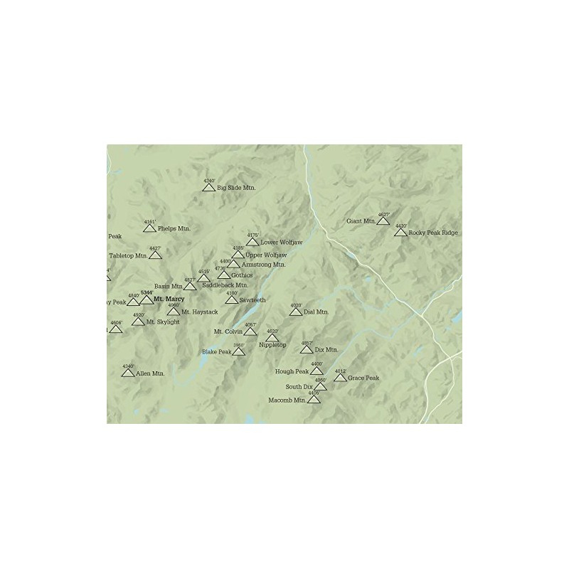 Adirondack High Peaks Checklist Map 11x14 Print (Sage)