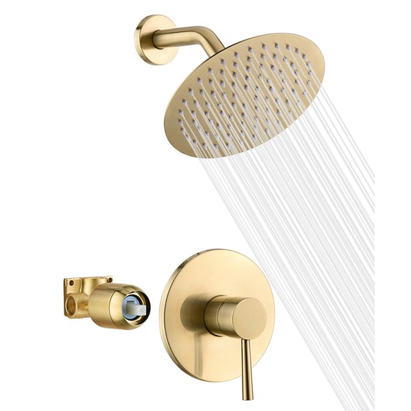 sumerain Brushed Gold Shower Faucet Set with 8 Inches Stainless