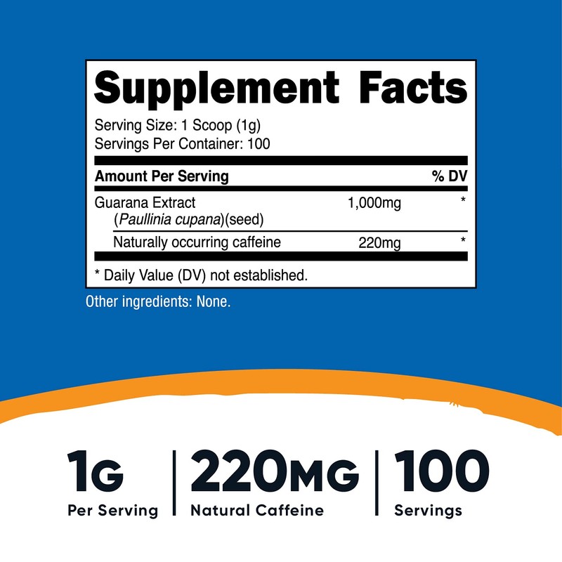 Nutricost Guarana Extract Powder 100 Grams - Natural Brazilian Herbal