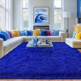 Quntue Rugs for Living Room 9x12, Soft Shaggy Modern Shag Area Rug for Bedroom, Upgrade Non-Slip Plush Fluffy Carpet for Kids Boys Girls Room Home Decor Aesthetic, Royal Blue