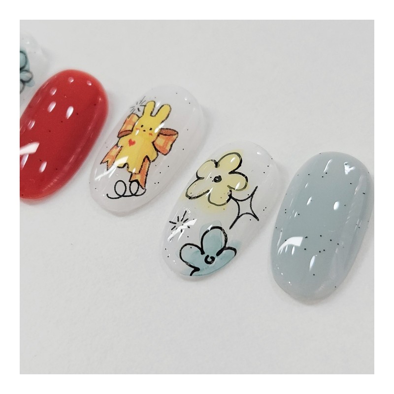 Happy Bunny Handmade Nail Tips - Almond Short / 해피버니