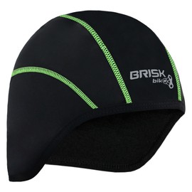 Brisk Cycling Skull Cap Under Helmet Thermal Tight Fit Warm Regular Size (Black/Green)