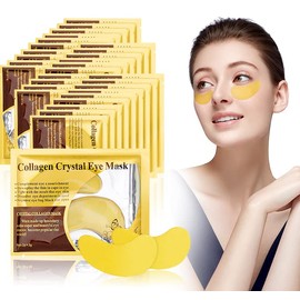 URAQT Eye Pads, 30 Pairs of 24 K Gold Collagen Eye Mask, Eye Pad Mask, Collagen Eye Gel Pads for Eye Care, Moisturising, Anti-Ageing, Remove Dark Circles, Eye Bags, Puffiness