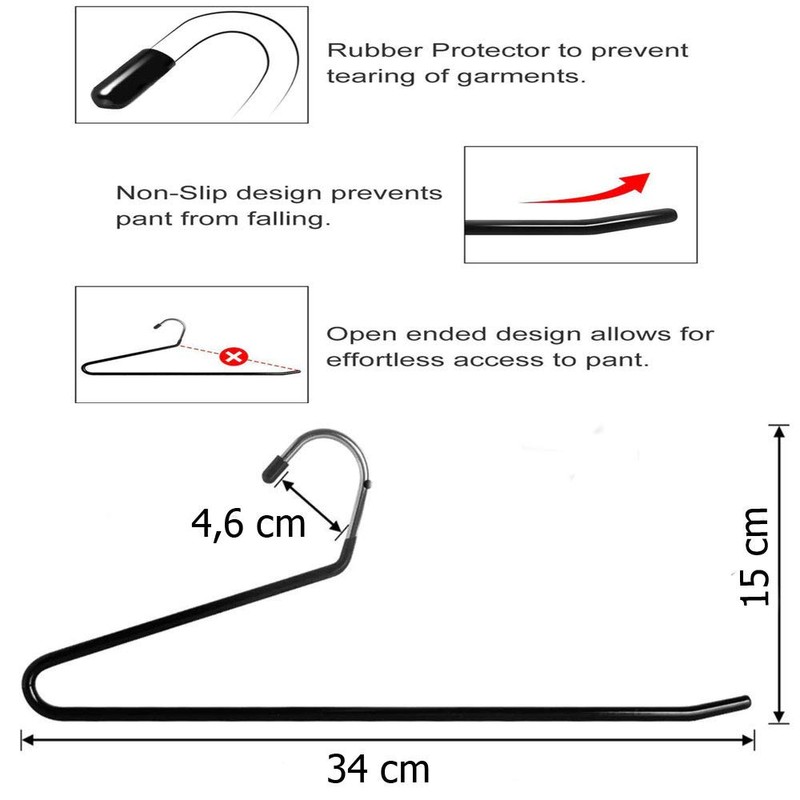 Pack of 12 - Trouser Hangers - Smart Folding -