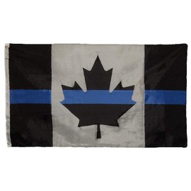 MWS 3x5 Thin Blue Line Canada Police Lives Memorial Flag Super Polyester Nylon Flag 3'x5' House Banner 90cm x 150cm Grommets Double Stitched Premium Quality Indoor Outdoor Pole Pennant (New)