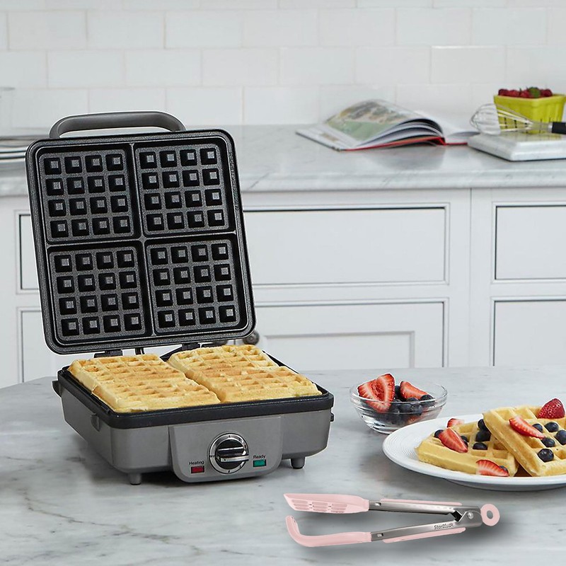 Mini Waffle Tongs by StarBlue Pink – 8 Inches Silicone