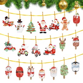 Pack of 20 Christmas Diamond Painting Christmas Decoration Christmas Tree Pendant Diamond Painting Pendant Christmas Diamond Painting Ornaments PET Diamond Painting Set DIY Craft Kit