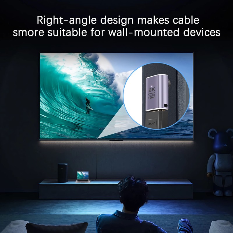 PNGKNYOCN 8K HDMI 90 Degree Adapter，2 Pack Right Angle 48Gbps