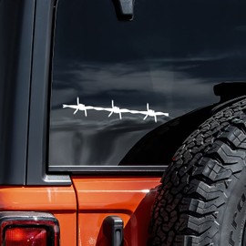 Barbed Wire Decal Vinyl Sticker Auto Car Truck Wall Laptop | White | 5.5" x 1"