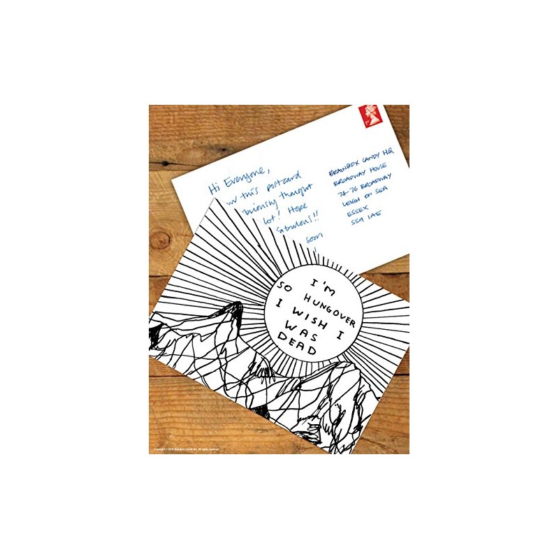 Funny Humorous 'David Shrigley So Hungover' Novelty Postcard