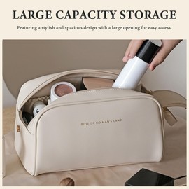 Fyriswho Women's Cosmetic Bag, Beauty Case, Large Make Up Bag, Travel Cosmetic Case for Women, Travel Makeup Bag, Portable Cosmetic Bag with Carry Handle, White