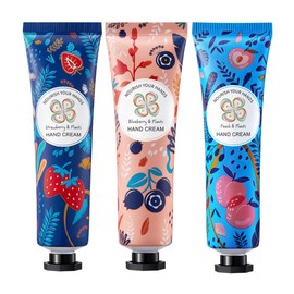 Set 3 Cremas Para Manos Hidratantes y Nutritivas Extractos de Plantas Blueberry Durazno y Fresa Humecta tus Mannos Trio Perfecto Portatil Cuidado de Las Manos